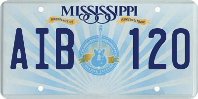 MS license plate AIB120