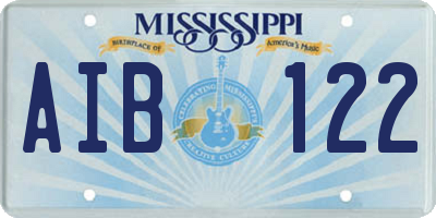 MS license plate AIB122