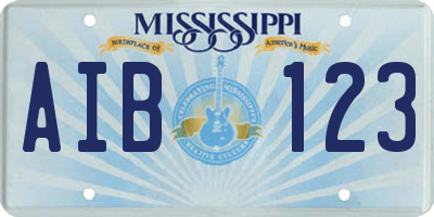 MS license plate AIB123