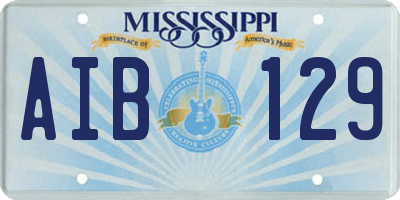 MS license plate AIB129