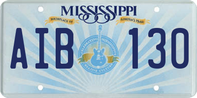 MS license plate AIB130