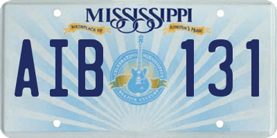 MS license plate AIB131
