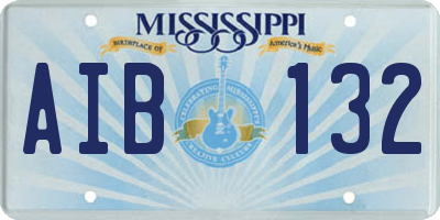 MS license plate AIB132