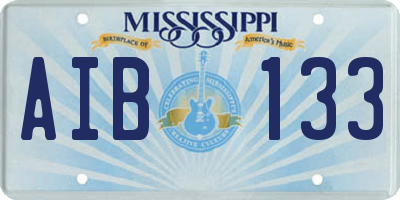 MS license plate AIB133