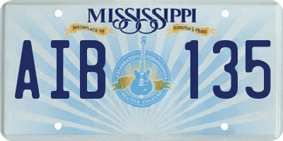 MS license plate AIB135