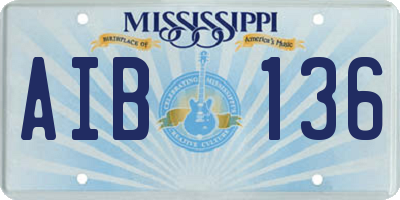 MS license plate AIB136
