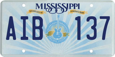 MS license plate AIB137