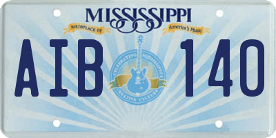 MS license plate AIB140
