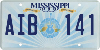 MS license plate AIB141