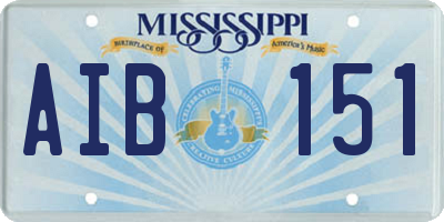 MS license plate AIB151