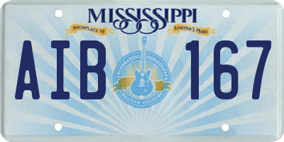 MS license plate AIB167