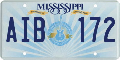 MS license plate AIB172