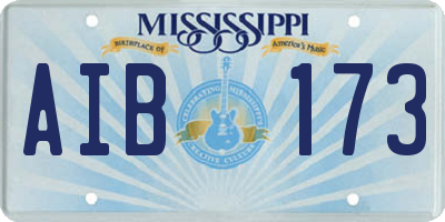 MS license plate AIB173