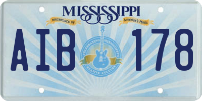 MS license plate AIB178