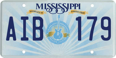 MS license plate AIB179