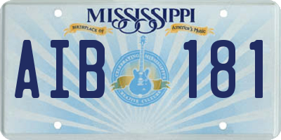 MS license plate AIB181
