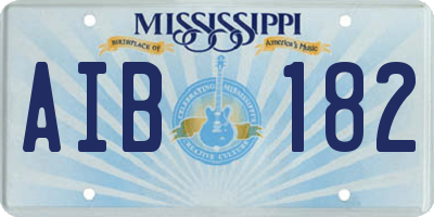 MS license plate AIB182