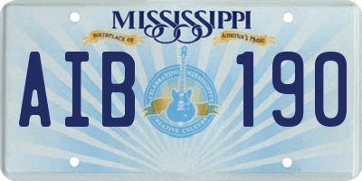 MS license plate AIB190