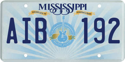 MS license plate AIB192