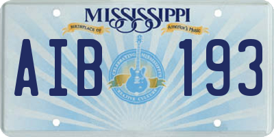 MS license plate AIB193