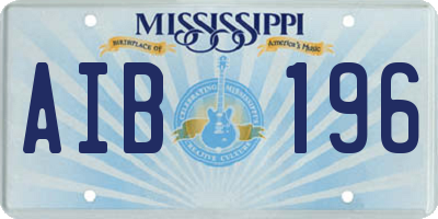 MS license plate AIB196