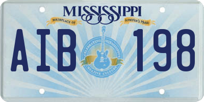 MS license plate AIB198