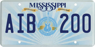 MS license plate AIB200