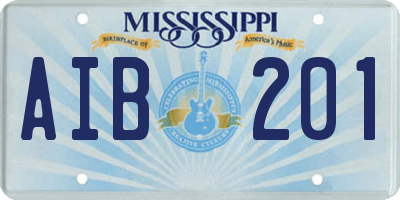 MS license plate AIB201