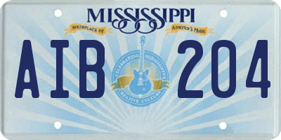 MS license plate AIB204