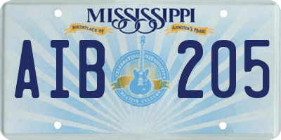 MS license plate AIB205