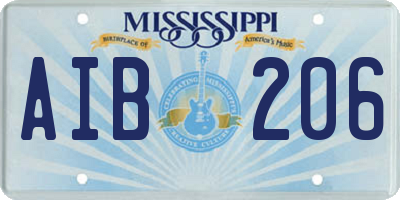 MS license plate AIB206