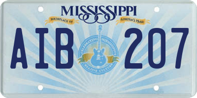 MS license plate AIB207