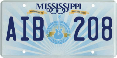 MS license plate AIB208