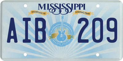 MS license plate AIB209