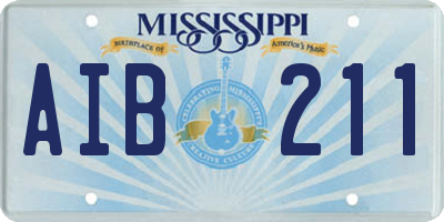 MS license plate AIB211