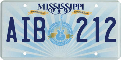 MS license plate AIB212