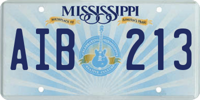 MS license plate AIB213
