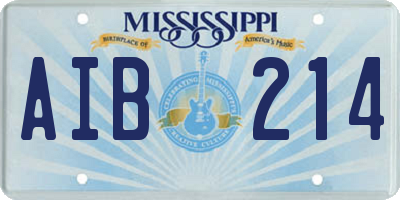 MS license plate AIB214
