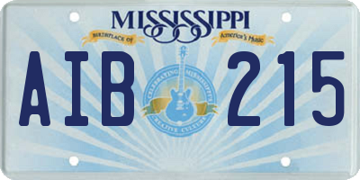 MS license plate AIB215
