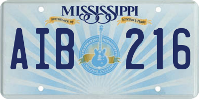 MS license plate AIB216