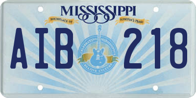 MS license plate AIB218