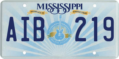 MS license plate AIB219