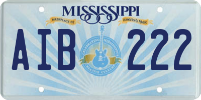MS license plate AIB222