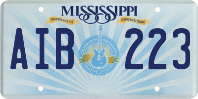 MS license plate AIB223