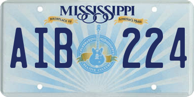 MS license plate AIB224