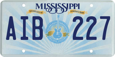 MS license plate AIB227