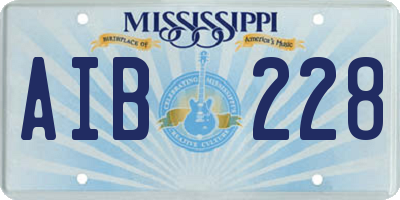 MS license plate AIB228