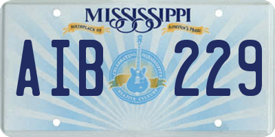 MS license plate AIB229