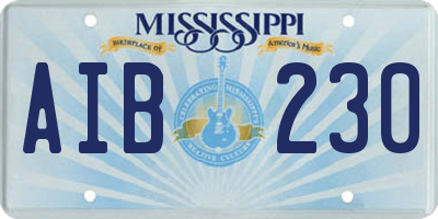 MS license plate AIB230