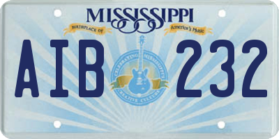 MS license plate AIB232